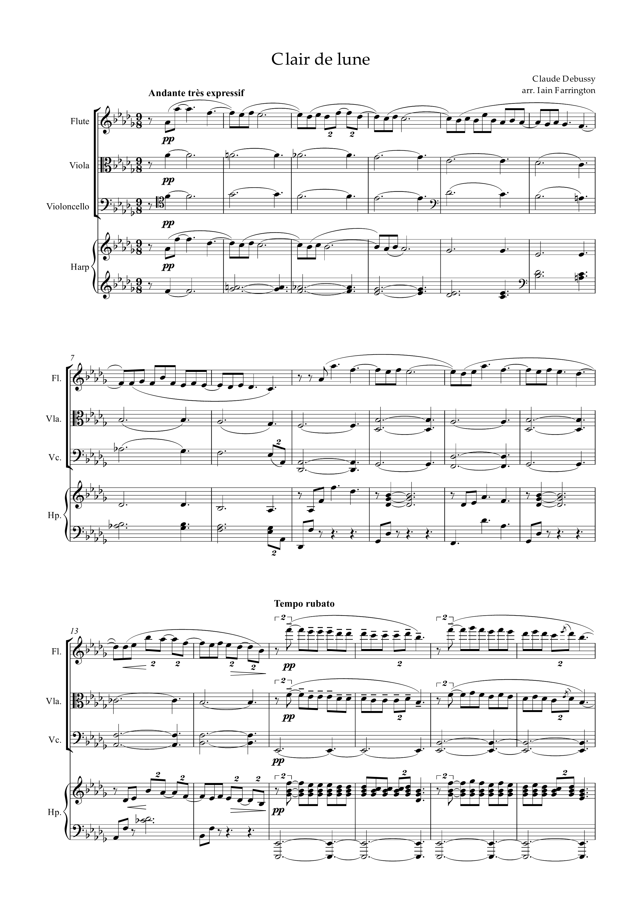 Debussy Clair De Lune Flute Viola Cello Harp Pdf Download